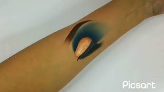 Blue Orange Half Cut Crease Eye Makeup On Hand lll Makeup Tutorial On Hand lll Makeup On Hand [upl. by Thor]