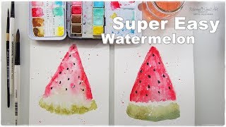 Super Easy Beginners Watercolor Watermelon for Kids ♡ Maremis Small Art ♡ [upl. by Peder]