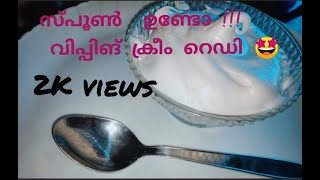 സ്പൂൺ ഉപയോഗിച്ച് വിപ്പിങ്ങ് ക്രീം  Without Beater  Spoon  whipping cream  Home made  Malayalam [upl. by Nanis969]