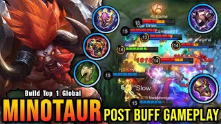 Super Tank Minotaur Post Buff Gameplay  Build Top 1 Global Minotaur  MLBB [upl. by De Witt]