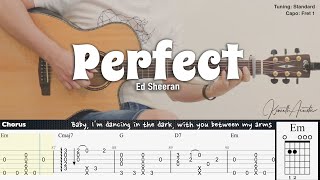 Perfect  Ed Sheeran  Fingerstyle Guitar  TAB  Chords  Lyrics [upl. by Adigun]