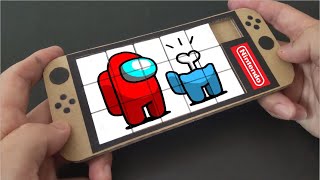 How to make Nintendo Switch OLED Among Us Cardboard Puzzle Game｜Cardboard Game Paper Craft DIY [upl. by Avery86]