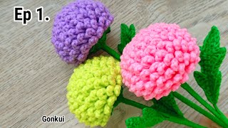 💗Ep1 Flower  Easy Crochet Ping Pong Chrysanthemum flower  Crochet Flower Bouquet crochetflower [upl. by Starr]