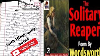 The Solitary Reaper by William WordsworthSummaryThemein Hindi explanation with handwriting notes [upl. by Gervais223]