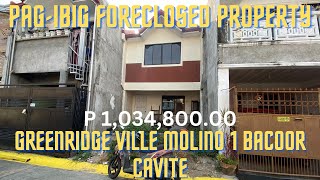 GREENRIDGE VILLE MOLINO 1 BACOOR CAVITE  PAG IBIG FORECLOSED PROPERTY  MURANG BAHAY [upl. by Jacobo]