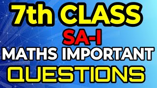 TS  7th CLASS MATHS SA1 IMPORTANT QUESTIONS SA1 MATHS MODEL PAPER 7thclassmaths [upl. by Carolus]