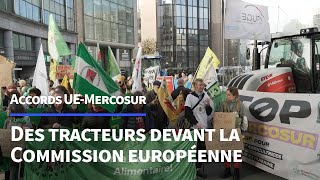 Accords UEMercosur manifestation dagriculteurs devant la Commission européenne  AFP Images [upl. by Anaeda]