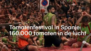 Tomatenfestival in Spanje 160000 tomaten in de lucht  RTL NIEUWS [upl. by Tila]