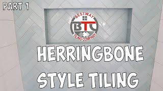 How To Do Herringbone Style Tiling  Shower Feature Wall  Herringbone Tile Designs  Backsplash [upl. by Avad497]