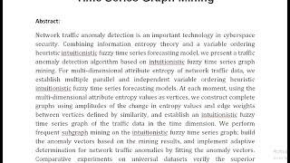 Network Traffic Anomaly Detection Algorithm Based on Intuitionistic Fuzzy Time Series Graph Mining [upl. by Leinehtan]