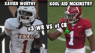 Xavier Worthy Vs Kool Aid Mckinstry 🔥 WR Vs CB 2023 Texas Vs Alabama highlights [upl. by Lomasi]