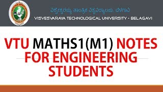 VTU MATHS 1 NOTES  M1 NOTES   ENGINEERING NOTES  M1 NOTES [upl. by Donetta]