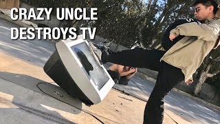 CRAZY UNCLE DESTROYS TV KID FREAKS OUT [upl. by Einberger]