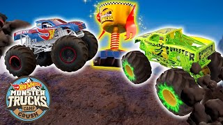 Hot Wheels Monster Trucks Face Intense Mudslides 😱💥  Monster Truck Videos for Kids  Hot Wheels [upl. by Xuerd]