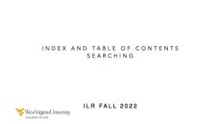 Intro to Legal Research 2022 Index and Table of Contents Searching [upl. by Adnarom]