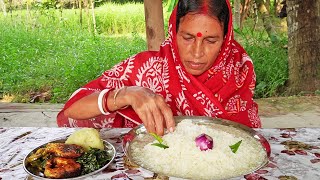 Panta Bhat Eating Show I Panta Bhat with Alu MakhaFried FishSaag FryBhindi FryOnionGreen Chilli [upl. by Etnohc828]