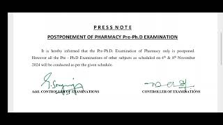 KU pharmacy Pre Phd exams postponement [upl. by Orazio]