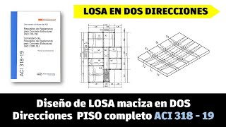 Diseño de LOSA maciza en DOS Direcciones PISO completo ACI 318  19 [upl. by Mani240]