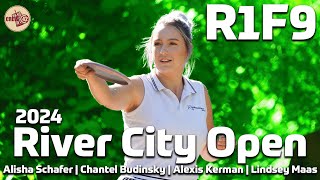 2024 River City Open  FPO R1F9  Schafer Budinsky Kerman Maas  Crew 42 Disc Golf [upl. by Harberd214]