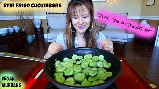 STIR FRIED CUCUMBERS • Mukbang amp Recipe [upl. by Eniahpets224]