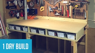 Building a Workbench With Storage in Less Than One Hour  Only One Plywood Sheet and Some 2x4s [upl. by Lesde]