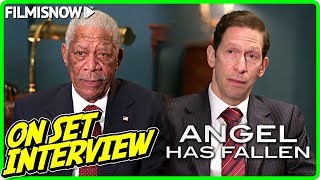 ANGEL HAS FALLEN  Morgan Freeman amp Tim Blake Nelson Onset Interview [upl. by Enaoj140]