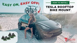 Tesla Roof Bike Racks TreeFrog Pro 2 Model S 3 X Y Suction Cup Double Carrier Install Review [upl. by Nissy]