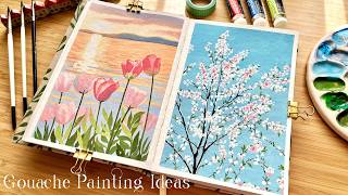 Easy Gouache Landscape Paintings Tutorials⎥Relaxing Art 🌱 [upl. by Lekar]