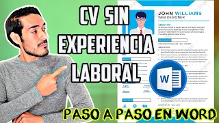 COMO CREAR UN CV SIN EXPERIENCIA LABORAL EN WORD  PASO A PASO [upl. by Azmuh]