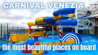 CARNIVAL VENEZIA tour  WATER SLIDES  AQUALAND  Carnivals first Fun Italian Style cruise ship [upl. by Marsden]