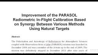 Improvement of the PARASOL Radiometric In Flight Calibration Based on Synergy Between Various Method [upl. by Mohn]