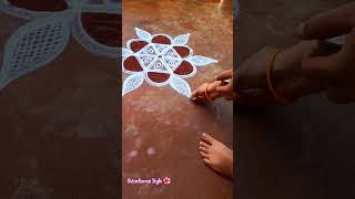 🌼🪔🪔Karthigai Madham Simple Flower Kolam  Dwarkamaistyle🌼🐚🌺 [upl. by Ilatfan575]