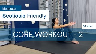 16Min ScoliosisFriendly Core Workout 2  Support Your Curved Spine MODERATE [upl. by Nosemaj156]