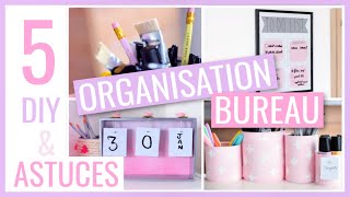 5 DIY amp ASTUCES FACILES  BUREAU  Rangement amp Organisation [upl. by Kaspar]