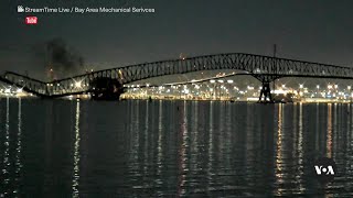 Collapse of Key Bridge in Baltimore after Ship Collision  VOANews [upl. by Yeung]