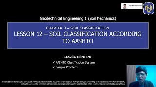 Geotechnical Engg 1 Soil Mechanics  Soil Classification According to AASHTO [upl. by Ecyrb]