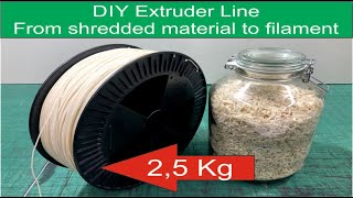 DIY 5 Kg Extruder Line From shredded material to filament [upl. by Wallas]