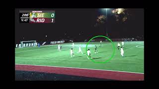 Lee Mara changing direction at speedturning in the half space Siena College vs Rider [upl. by Yrred]