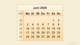 Kalender Juni 2024 [upl. by Allsopp]