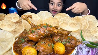 ASMR 🔥 SPICY CHICKEN CURRY WITH LOTS OF PURI CHALLENGE 😋 EATING SHOW MUKBANG ASMR FOOD EATING 🌶️ [upl. by Tatum501]