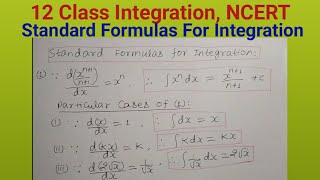 Integration Formulas  Integration Class 12 NCERT [upl. by Wiles]