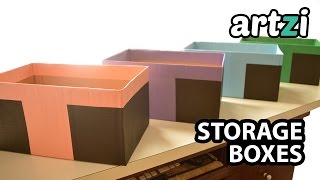 How to Cover Cardboard Box With Paper  Making Storage Boxes [upl. by Nosredneh]