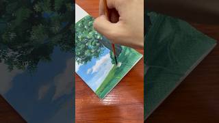 Ghibli landscape 🌳 acrylicpainting shorts [upl. by Edlin]