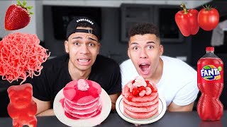 NUR ROTES ESSEN FÜR 24 STUNDEN CHALLENGE   Kelvin und Marvin [upl. by Naik]