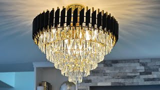 How to Install  Assembling Chandelier Modern 5 Round Tire Crystal Chandelier [upl. by Resa]