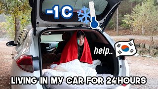 Living In My Car for 24 Hours in Korea During FREEZING weather this is what happened  Q2HAN [upl. by Koerner]