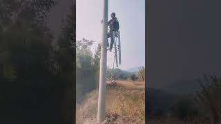 Process for power workers to climb utility poles [upl. by Ihcalam]