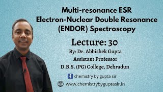 Lecture  30 Electron Nuclear Double Resonance ENDOR Spectroscopy Multi Resonance ESR [upl. by Mannes]