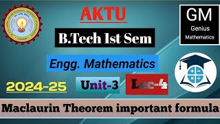 Unit3  Lec4  Maclaurin theorem important formula  Enggmathematics [upl. by Nalro]