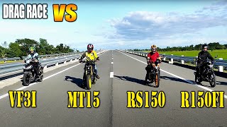 MT15 vs SYM VF3 vs Raider Fi vs RS150  Drag race [upl. by Iridis]